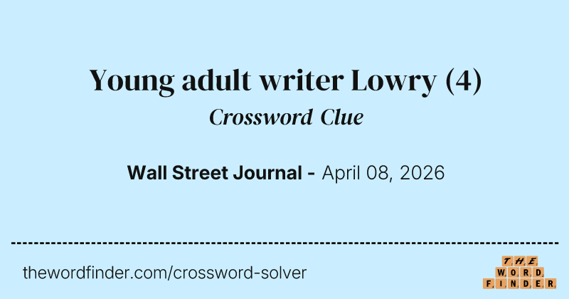 Young adult writer Lowry crossword clue image