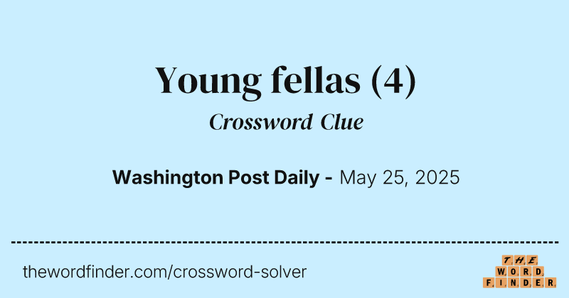 Young fellas crossword clue image