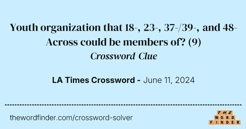 Youth organization that 18-, 23-, 37-/39-, and 48-Across could be members of? crossword clue image