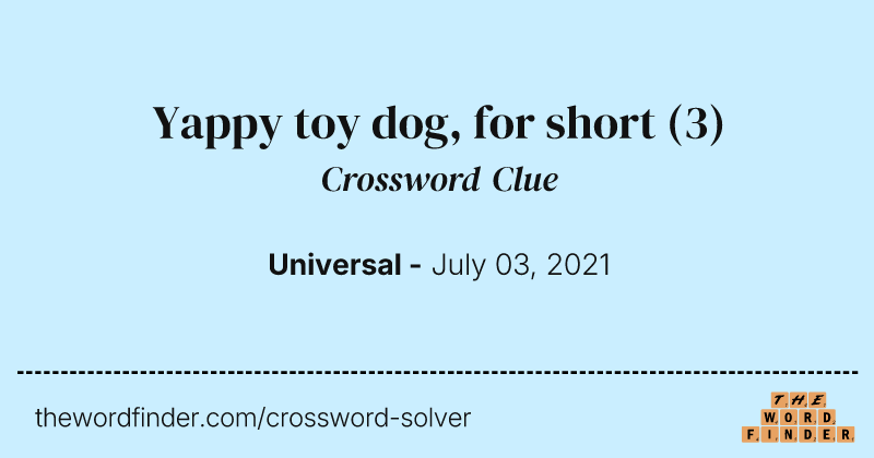 Yappy toy dog, for short crossword clue image