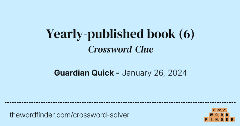 Yearly-published book crossword clue image