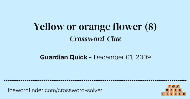 Yellow or orange flower crossword clue image