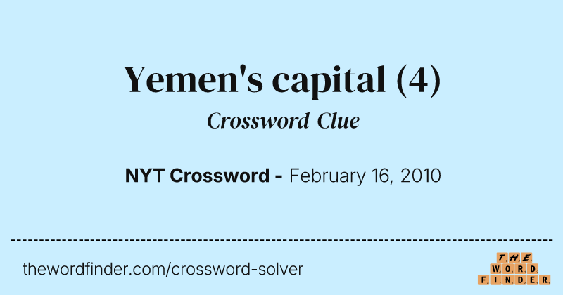 Yemen's capital crossword clue image