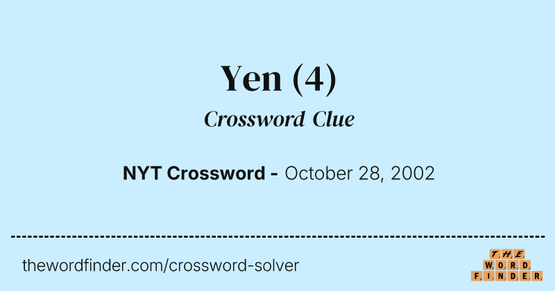 Yen crossword clue image
