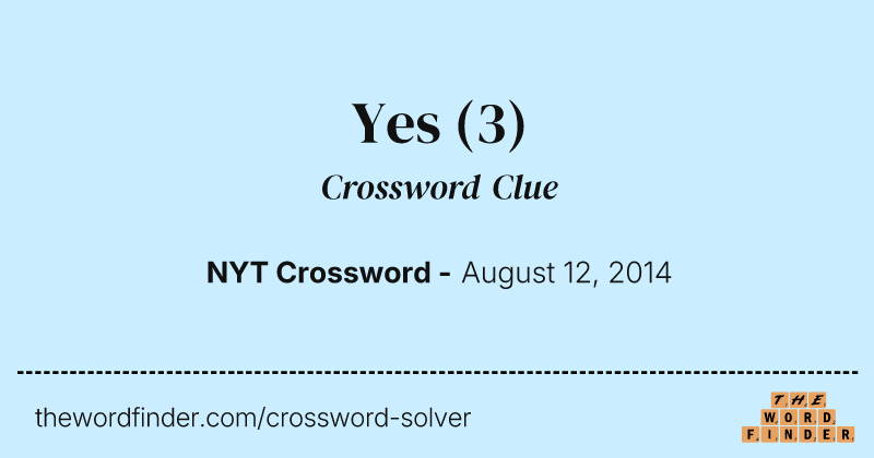 Yes crossword clue image
