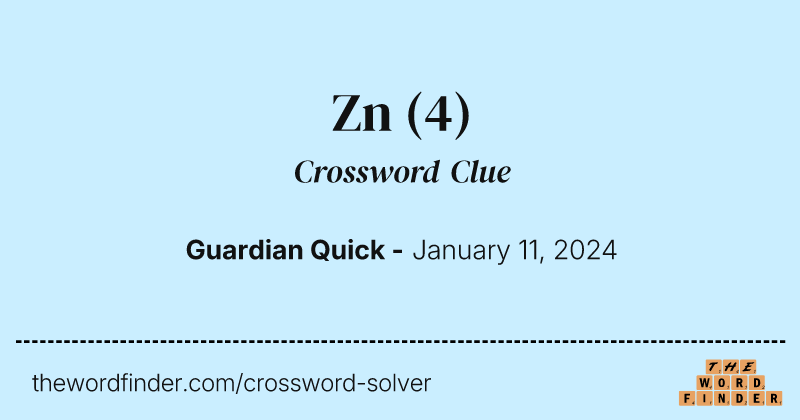 Zn crossword clue image