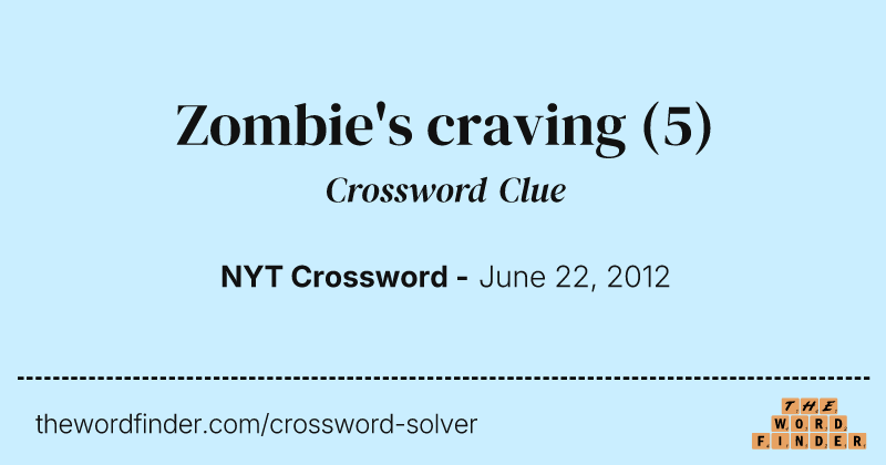 Zombie's craving crossword clue image