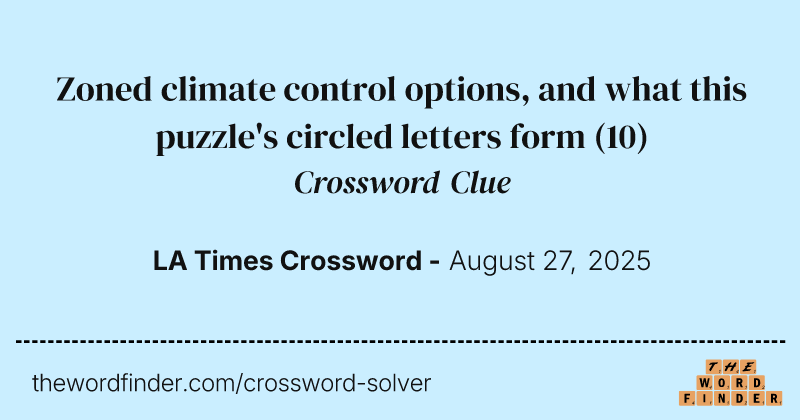 Zoned climate control options, and what this puzzle's circled letters form crossword clue image