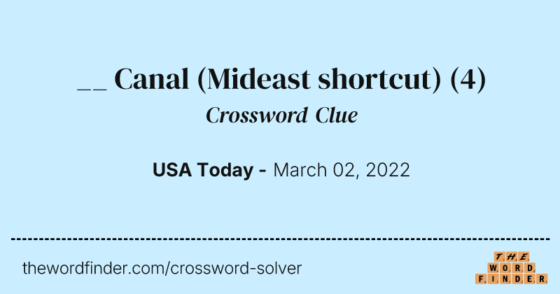 __ Canal (Mideast shortcut) crossword clue image