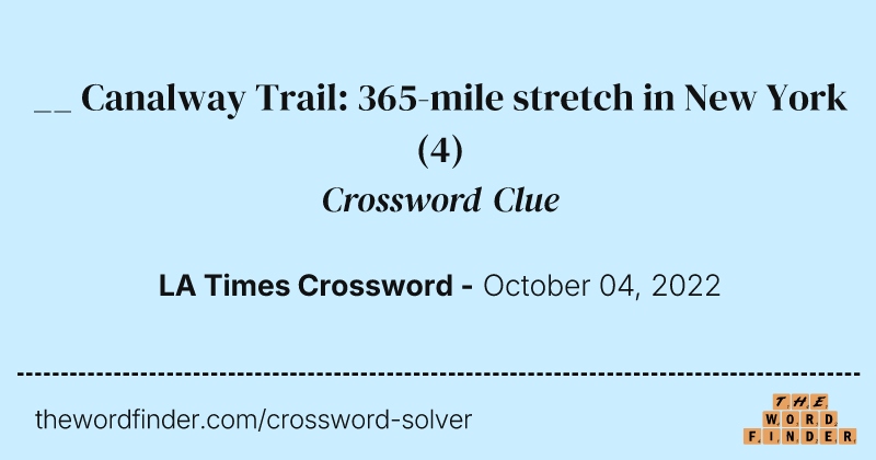 __ Canalway Trail: 365-mile stretch in New York crossword clue image