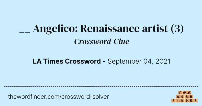 __ Angelico: Renaissance artist crossword clue image
