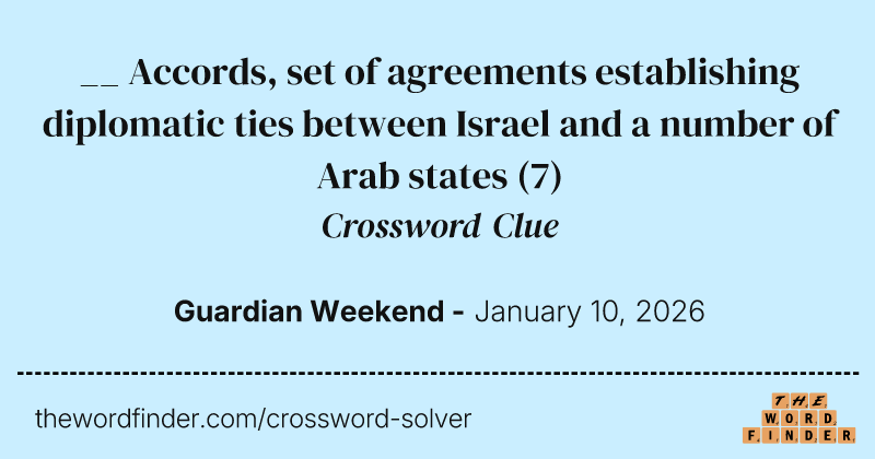 __ Accords, set of agreements establishing diplomatic ties between Israel and a number of Arab states crossword clue image