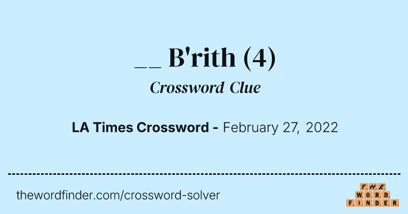 __ B'rith crossword clue image