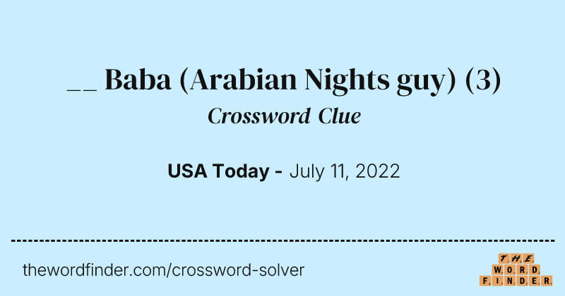 __ Baba (Arabian Nights guy) crossword clue image