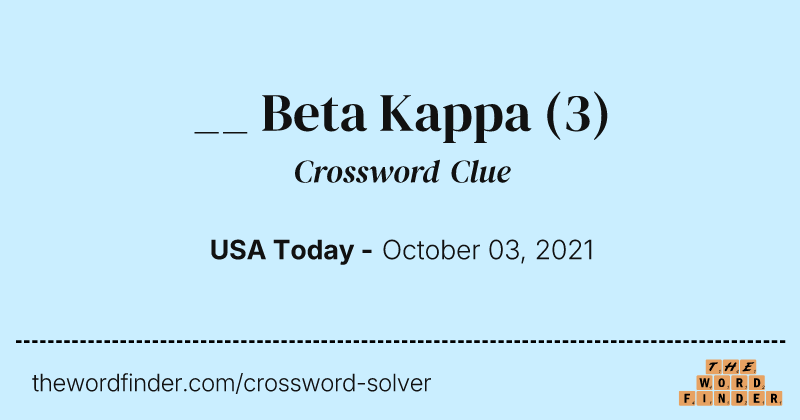 __ Beta Kappa crossword clue image