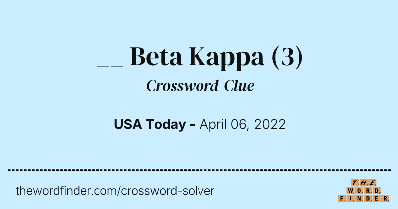 __ Beta Kappa crossword clue image