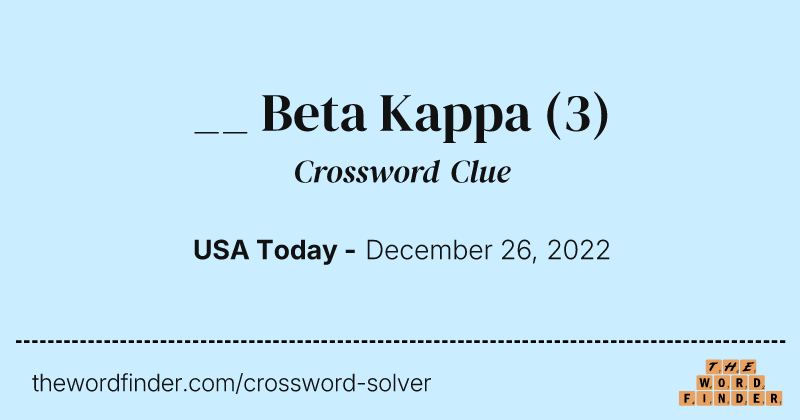 __ Beta Kappa crossword clue image