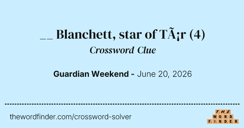 __ Blanchett, star of Tár crossword clue image