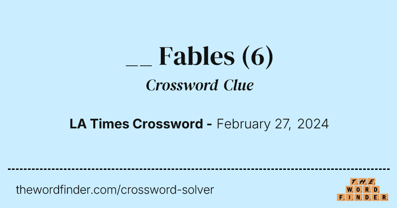 __ Fables crossword clue image