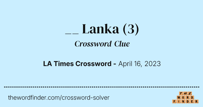 __ Lanka crossword clue image