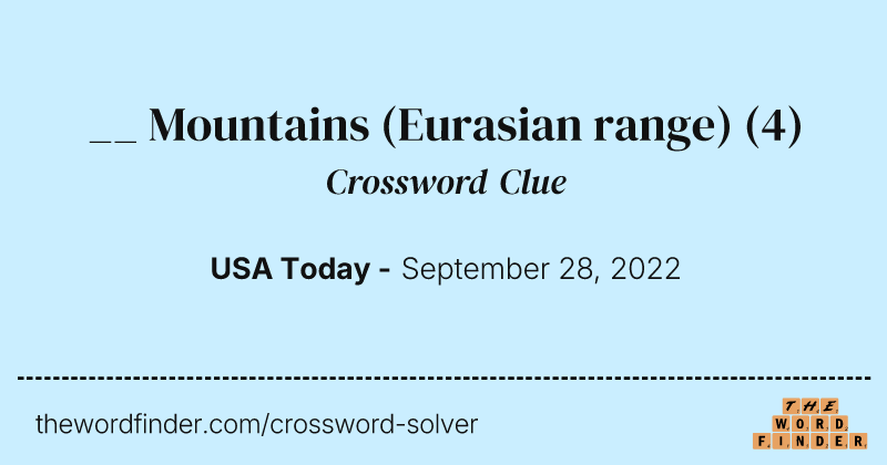 __ Mountains (Eurasian range) crossword clue image