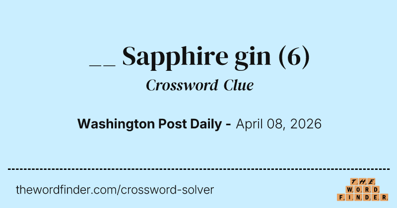 __ Sapphire gin crossword clue image
