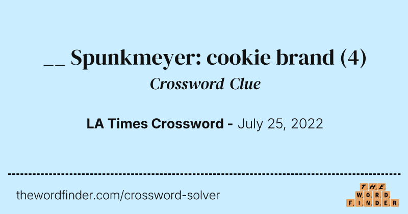 __ Spunkmeyer: cookie brand crossword clue image
