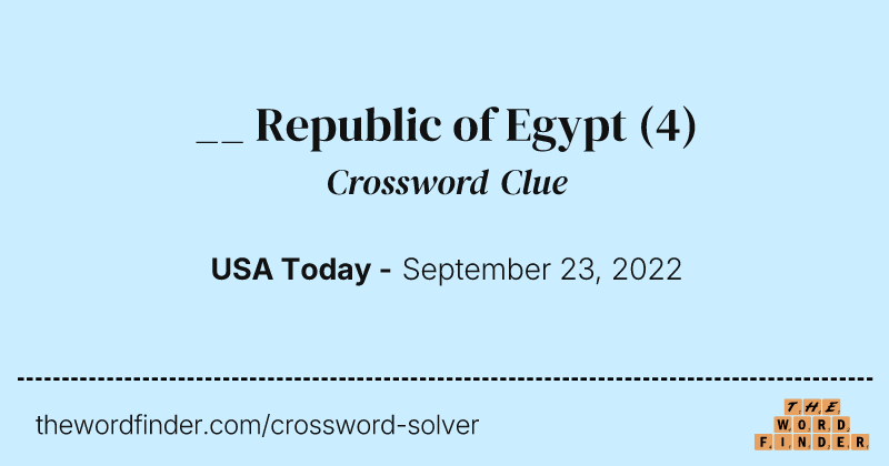 __ Republic of Egypt crossword clue image