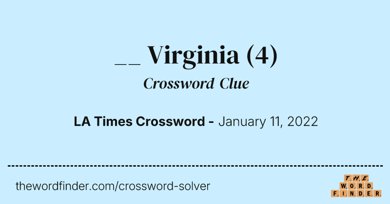 __ Virginia crossword clue image