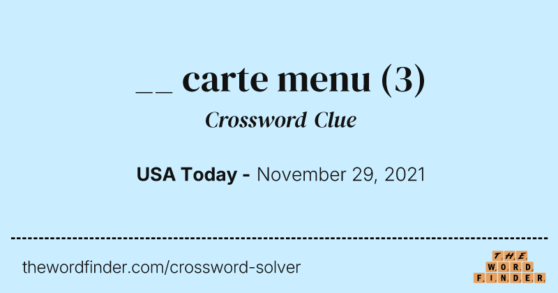 __ carte menu crossword clue image