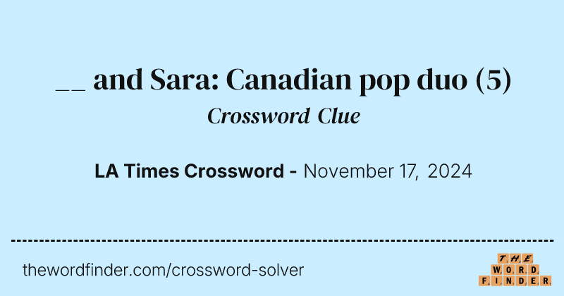__ and Sara: Canadian pop duo crossword clue image