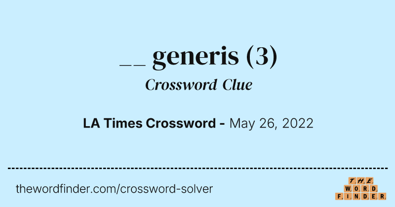 __ generis crossword clue image