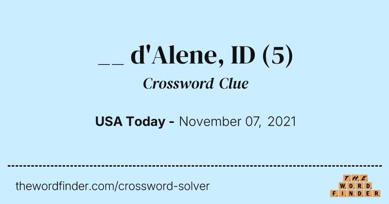 __ d'Alene, ID crossword clue image