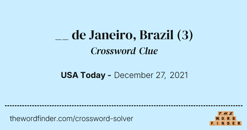 __ de Janeiro, Brazil crossword clue image