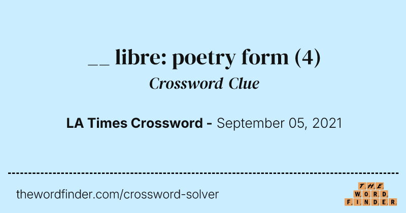 __ libre: poetry form crossword clue image