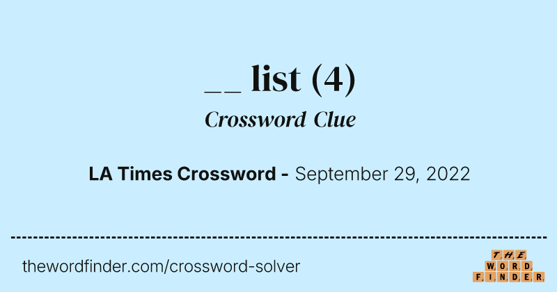 __ list crossword clue image