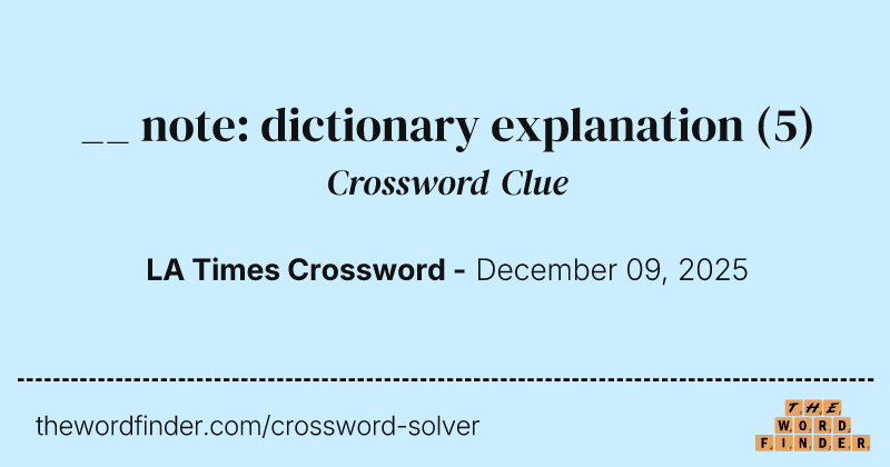 __ note: dictionary explanation crossword clue image