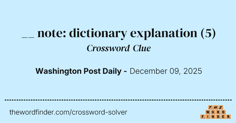 __ note: dictionary explanation crossword clue image