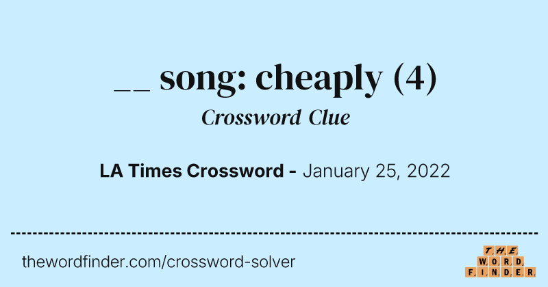 __ song: cheaply crossword clue image