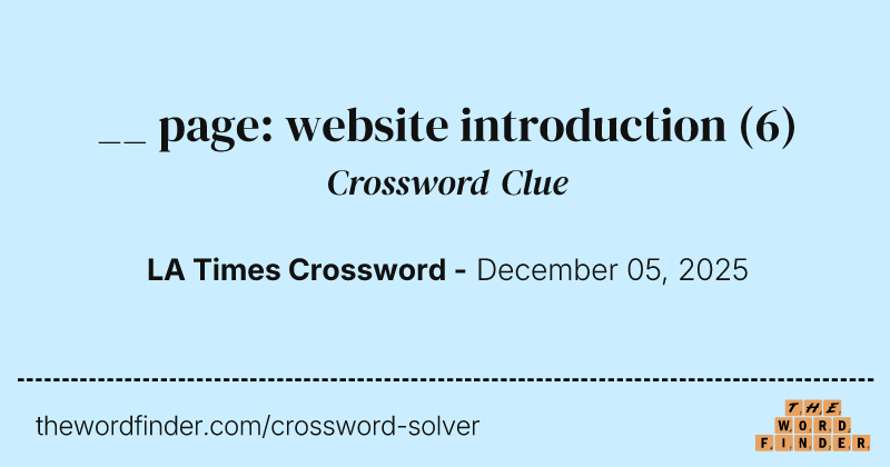 __ page: website introduction crossword clue image