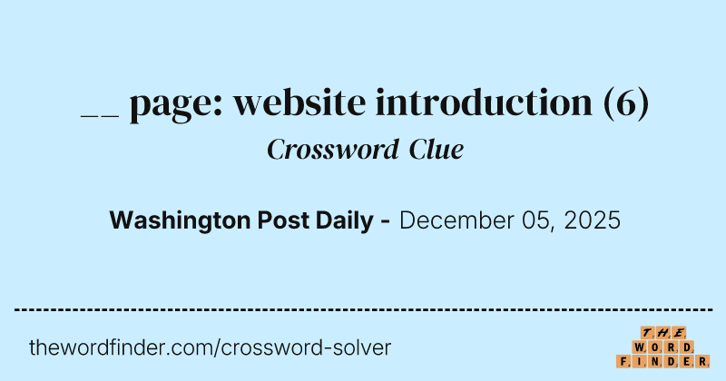 __ page: website introduction crossword clue image