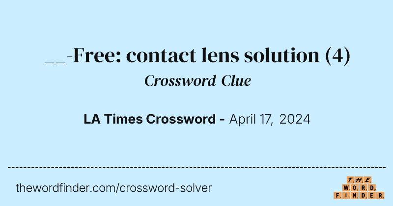 __-Free: contact lens solution crossword clue image