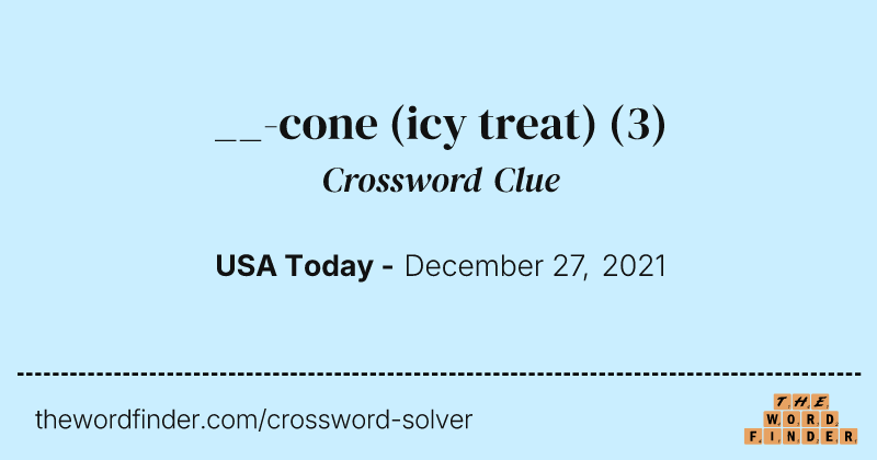 __-cone (icy treat) crossword clue image