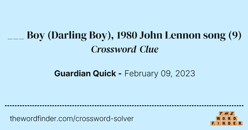 ___ Boy (Darling Boy), 1980 John Lennon song crossword clue image