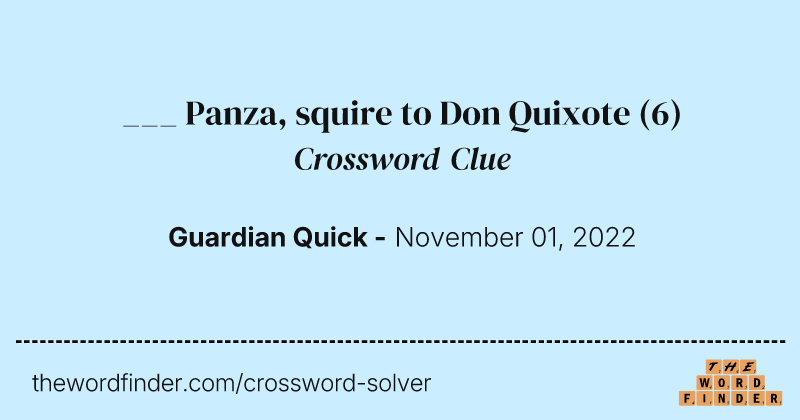 ___  Panza, squire to Don Quixote crossword clue image