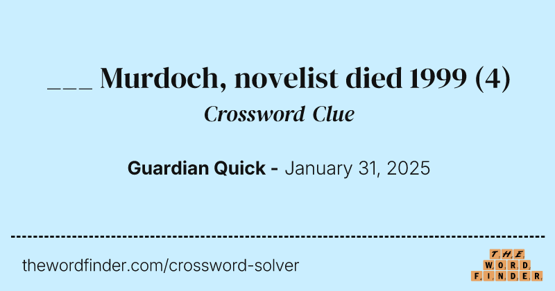 ___ Murdoch, novelist died 1999 crossword clue image
