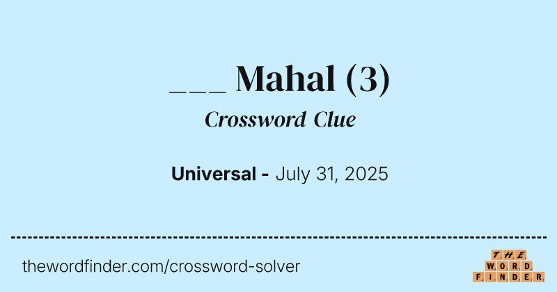 ___ Mahal crossword clue image