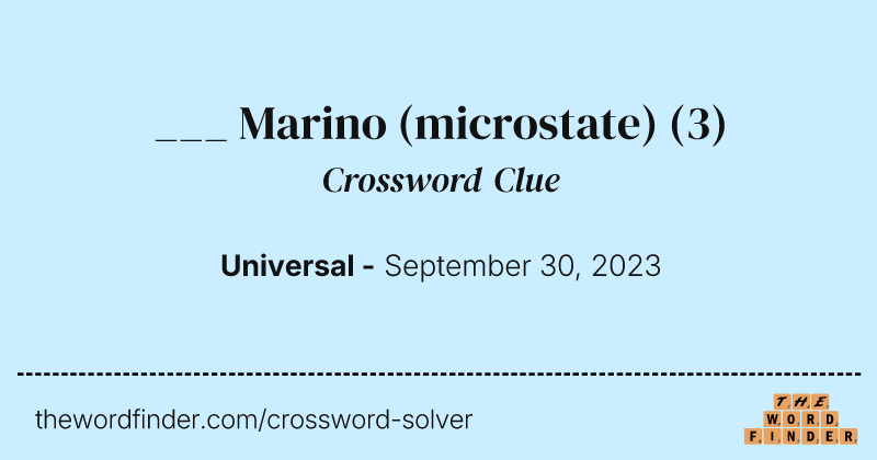 ___ Marino (microstate) crossword clue image
