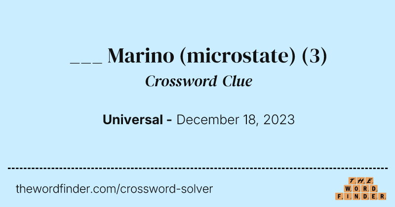 ___ Marino (microstate) crossword clue image