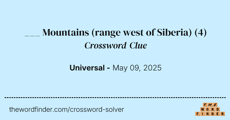 ___ Mountains (range west of Siberia) crossword clue image